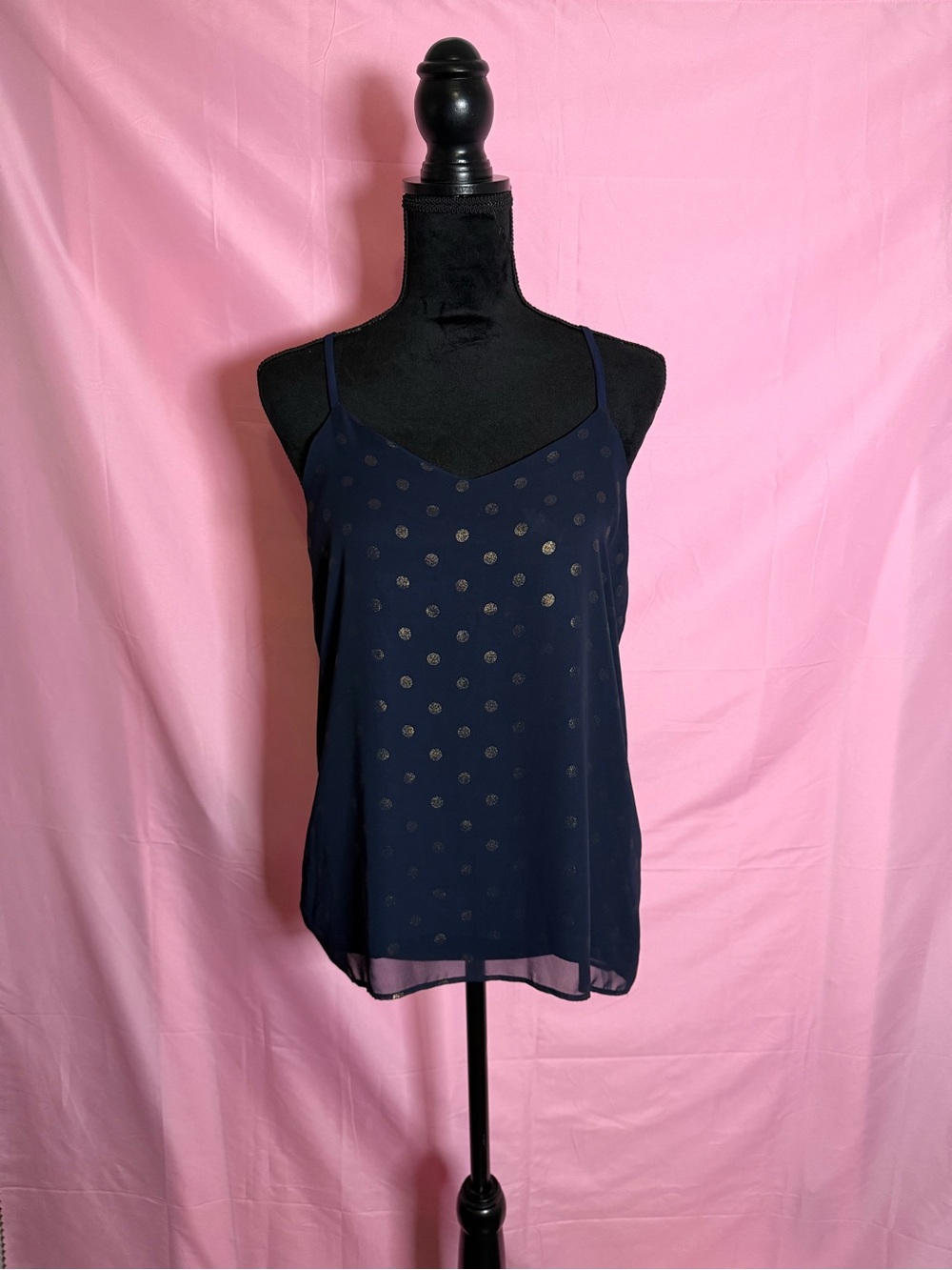 Navy Polka Dot Cami Tank Top - Picture 2 of 4